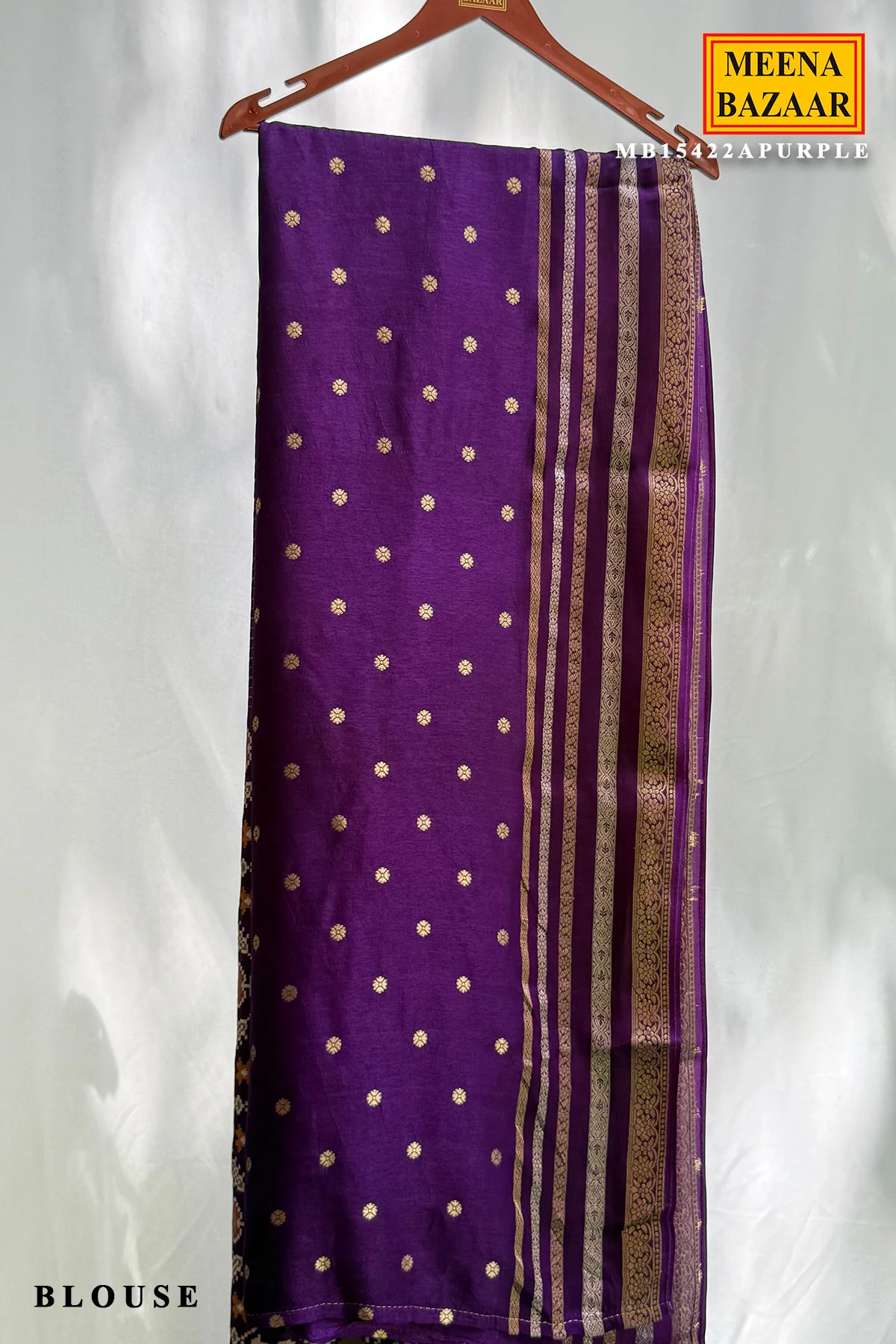 Purple Silk Saree with Elegant Weaving - Image 3