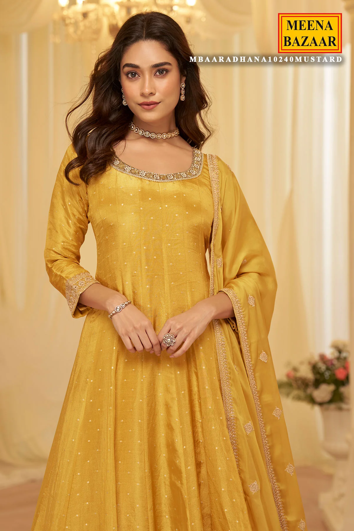 Radiant Mustard Yellow Embroidered Suit Set - Image 4