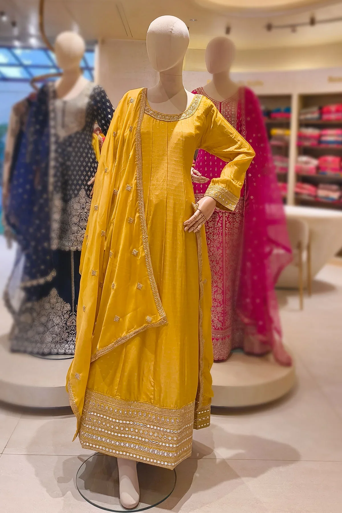 Radiant Mustard Yellow Embroidered Suit Set - Image 5