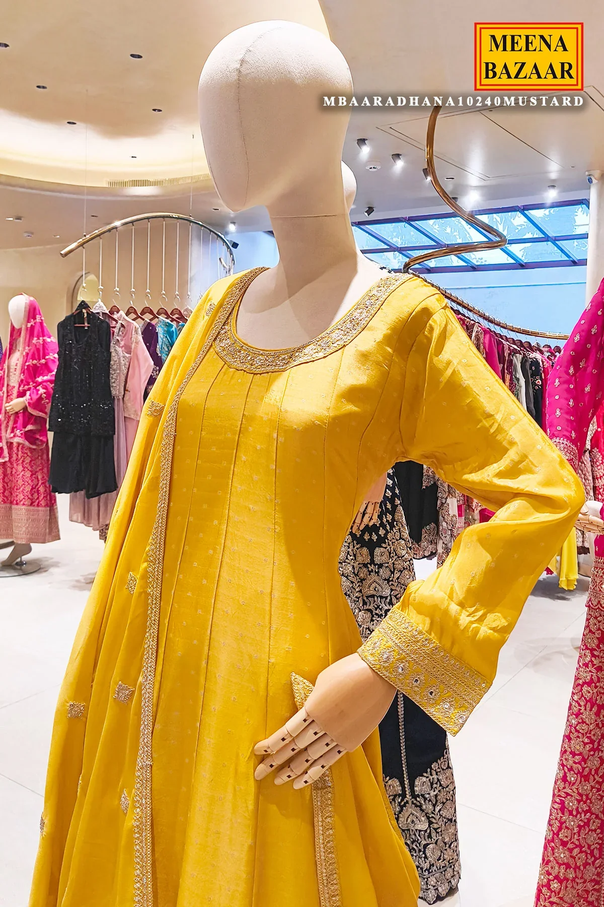 Radiant Mustard Yellow Embroidered Suit Set - Image 7