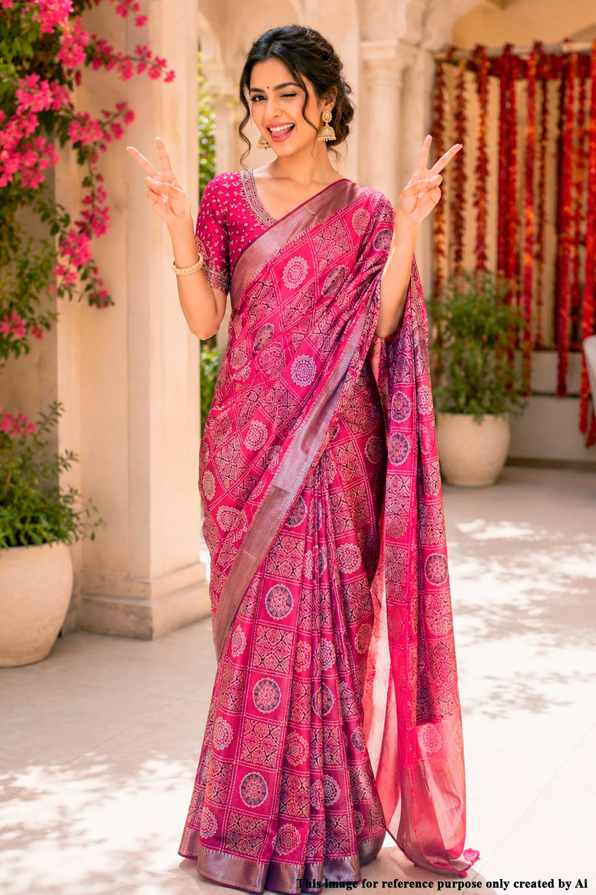 Radiant red cotton Saree with Intricate Motifs