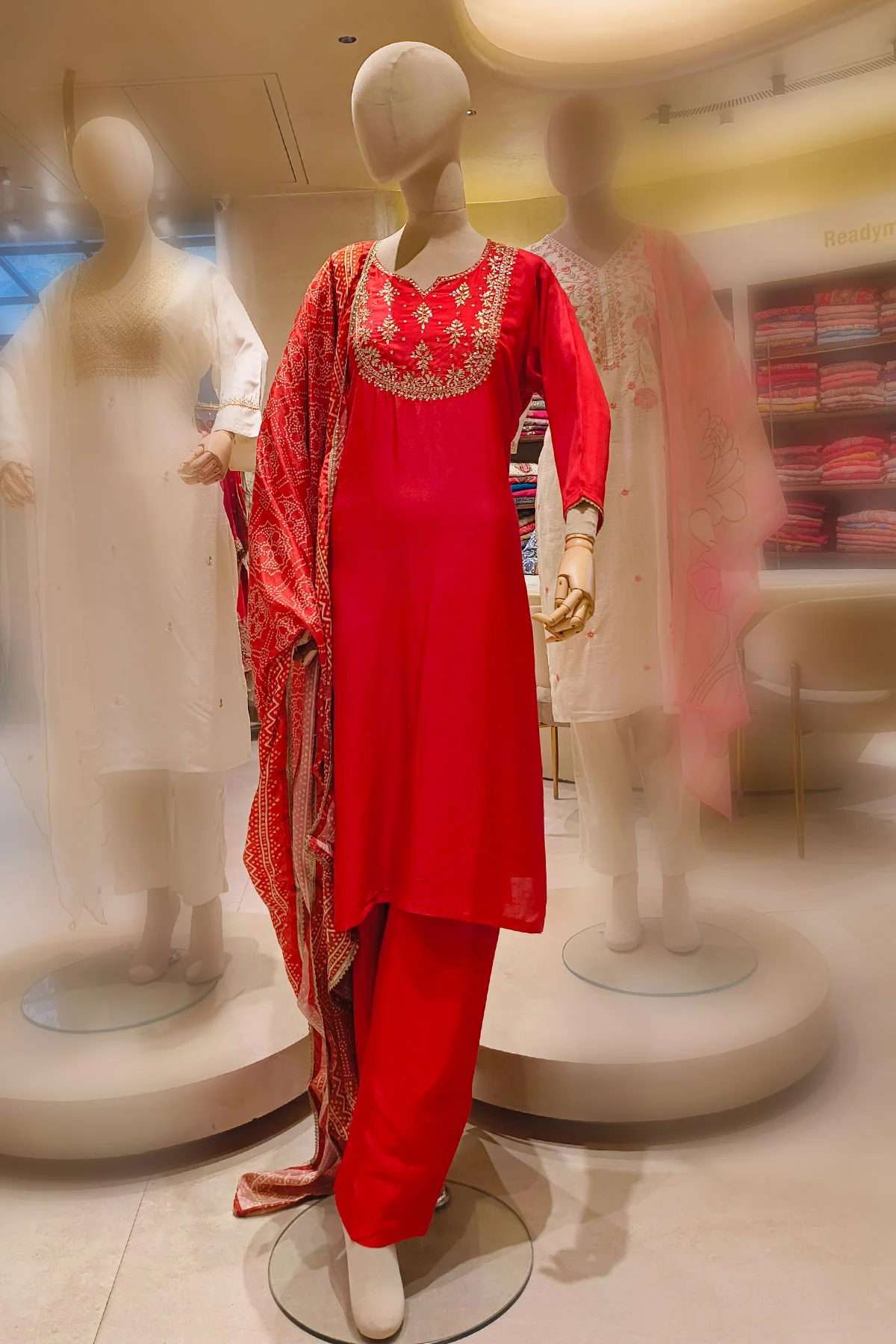 Radiant Red Embroidered Kurta Set with Dupatta