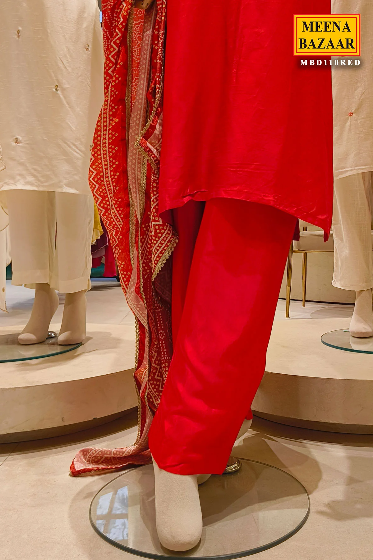 Radiant Red Embroidered Kurta Set with Dupatta - Image 4