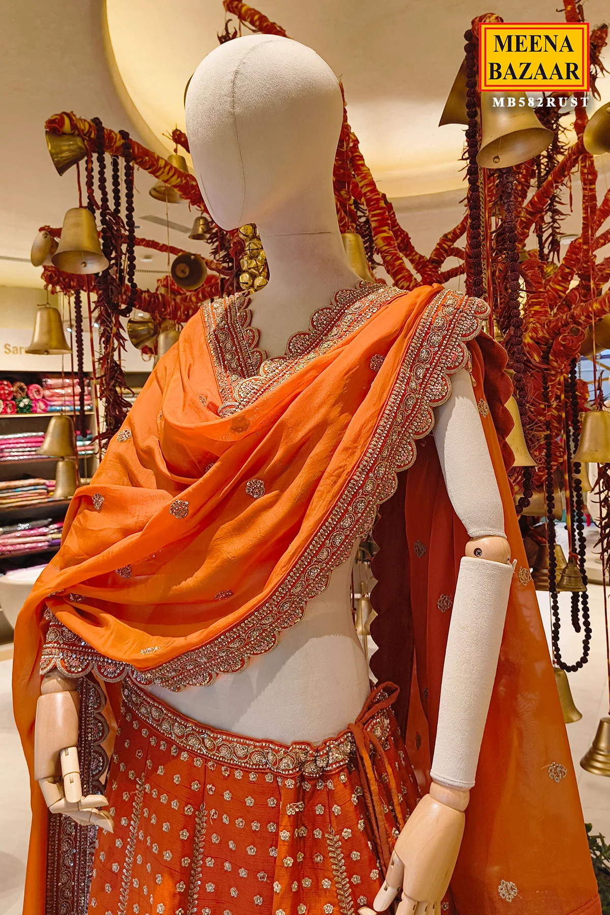 Radiant Rust Embroidered Lehenga - Image 3