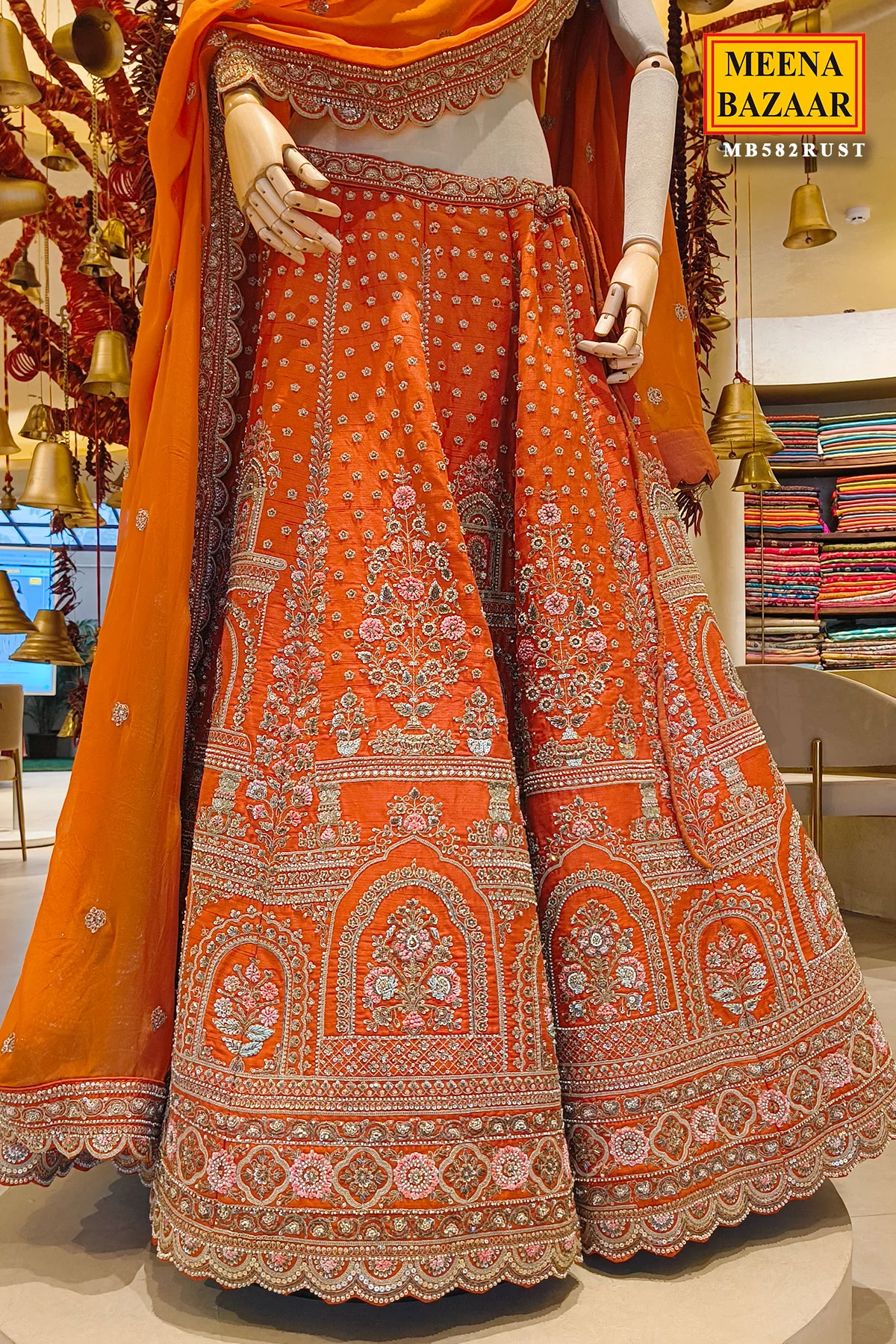 Radiant Rust Embroidered Lehenga - Image 4