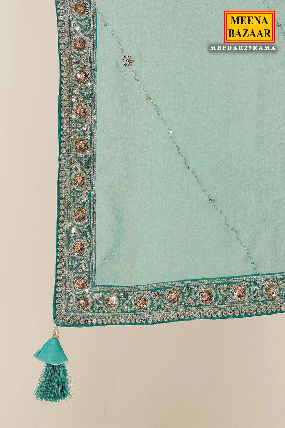Rama Green Embroidered Georgette Sharara Suit Set - Image 7