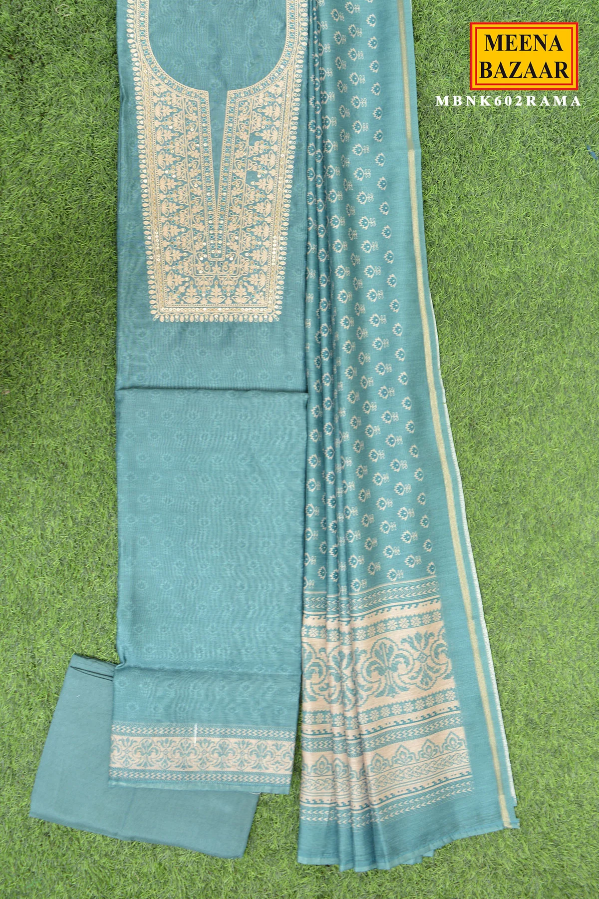 Rama Kurta Set with Printed Dupatta - Image 2