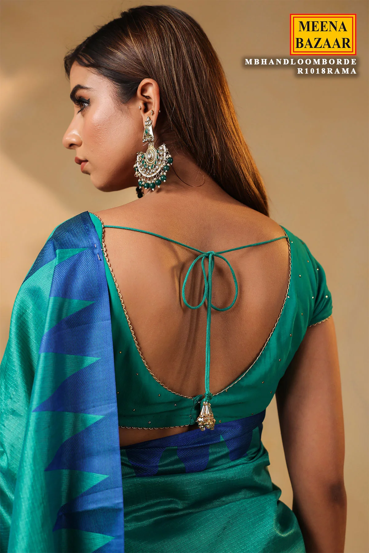 Rama Silk Handloom Border Weaving Saree Traditional Festive Wear - Image 5