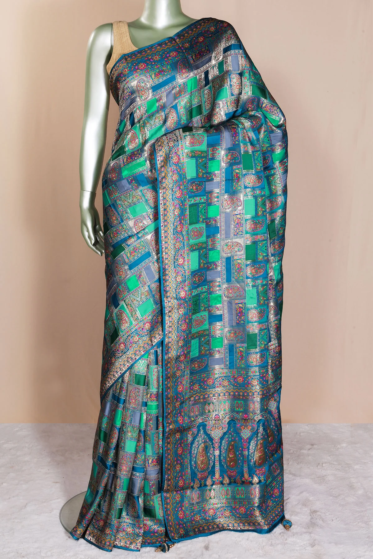 Rama Silk Weaving Saree Elegant Traditional Festive Wear - Image 12