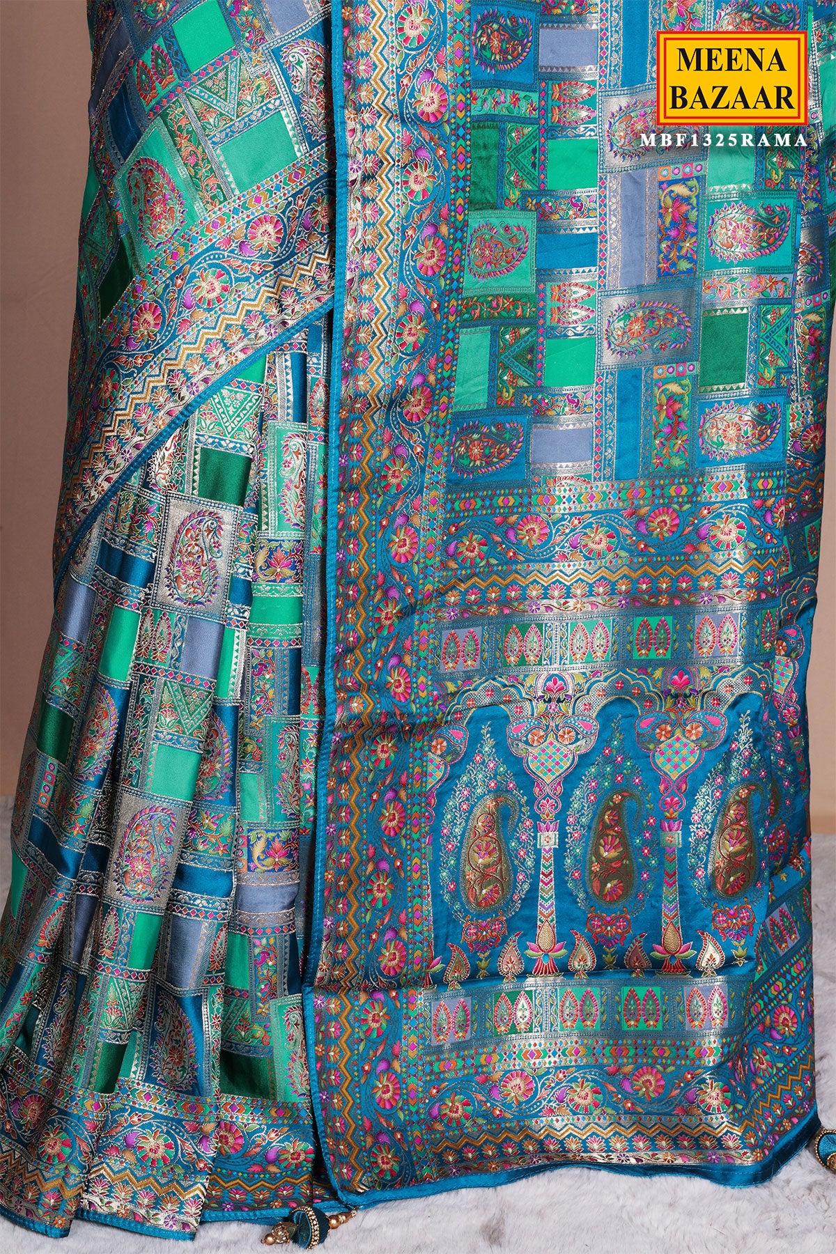 Rama Silk Weaving Saree Elegant Traditional Festive Wear - Image 16