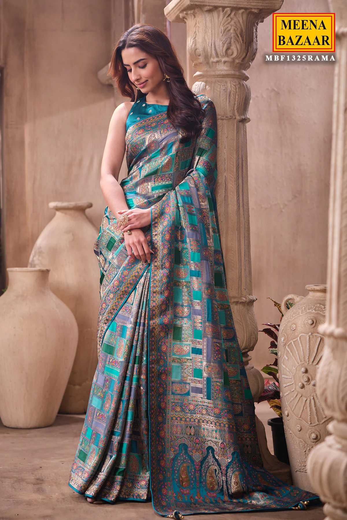 Rama Silk Weaving Saree Elegant Traditional Festive Wear - Image 4