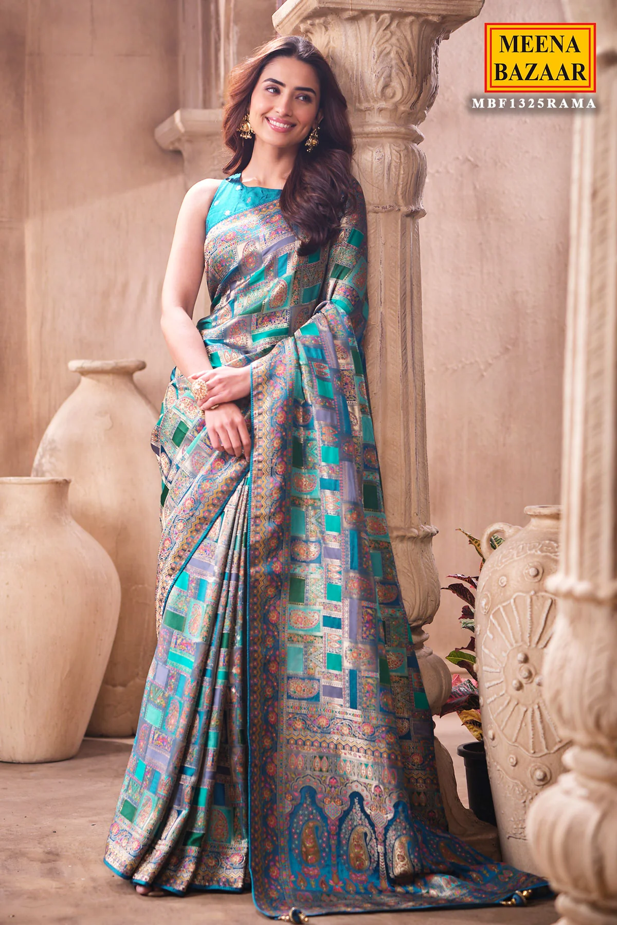 Rama Silk Weaving Saree Elegant Traditional Festive Wear - Image 5