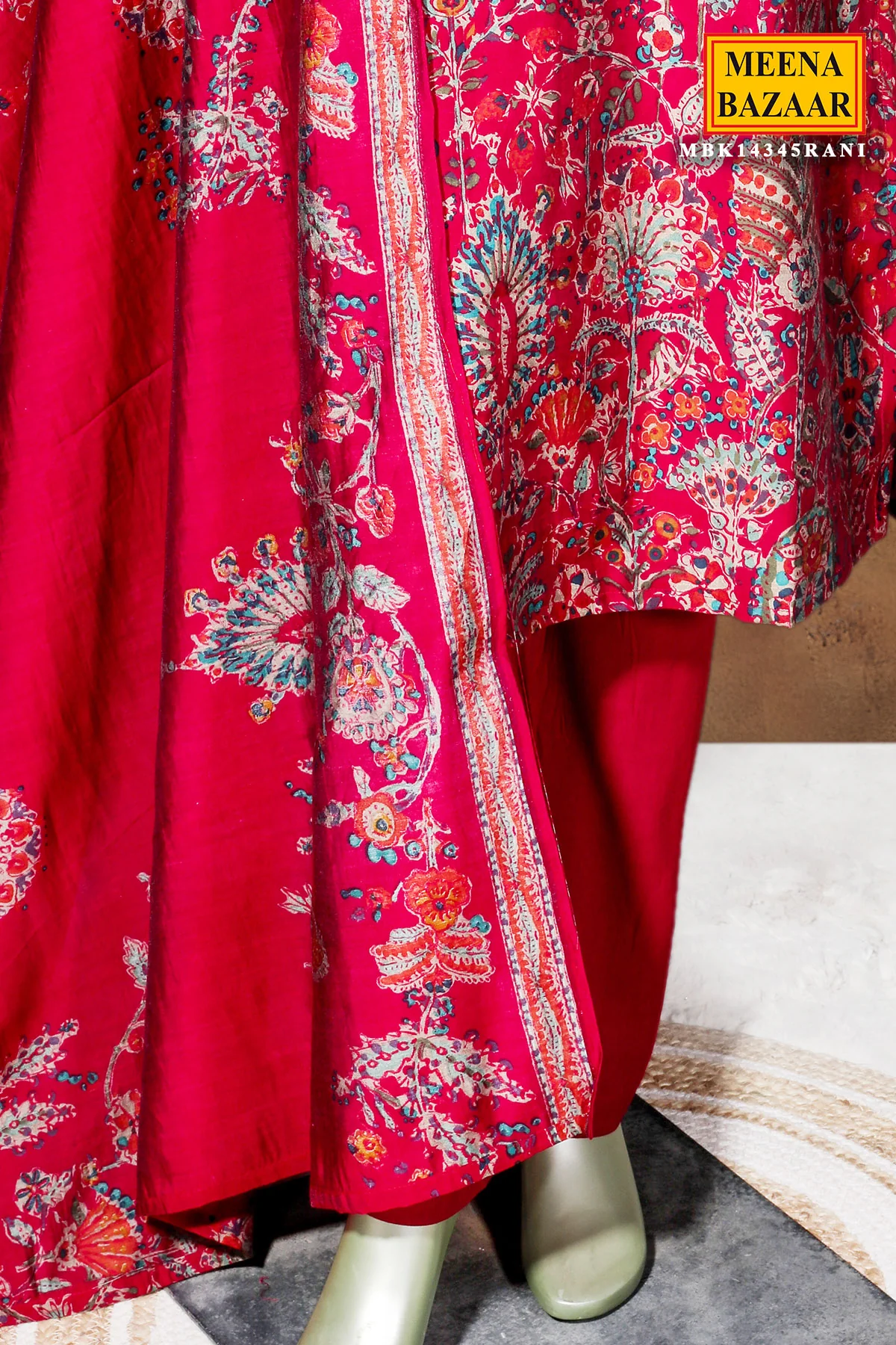 Rani Color Maslin Ready-Made Suit with Elegant Neck Embroidery - Image 5