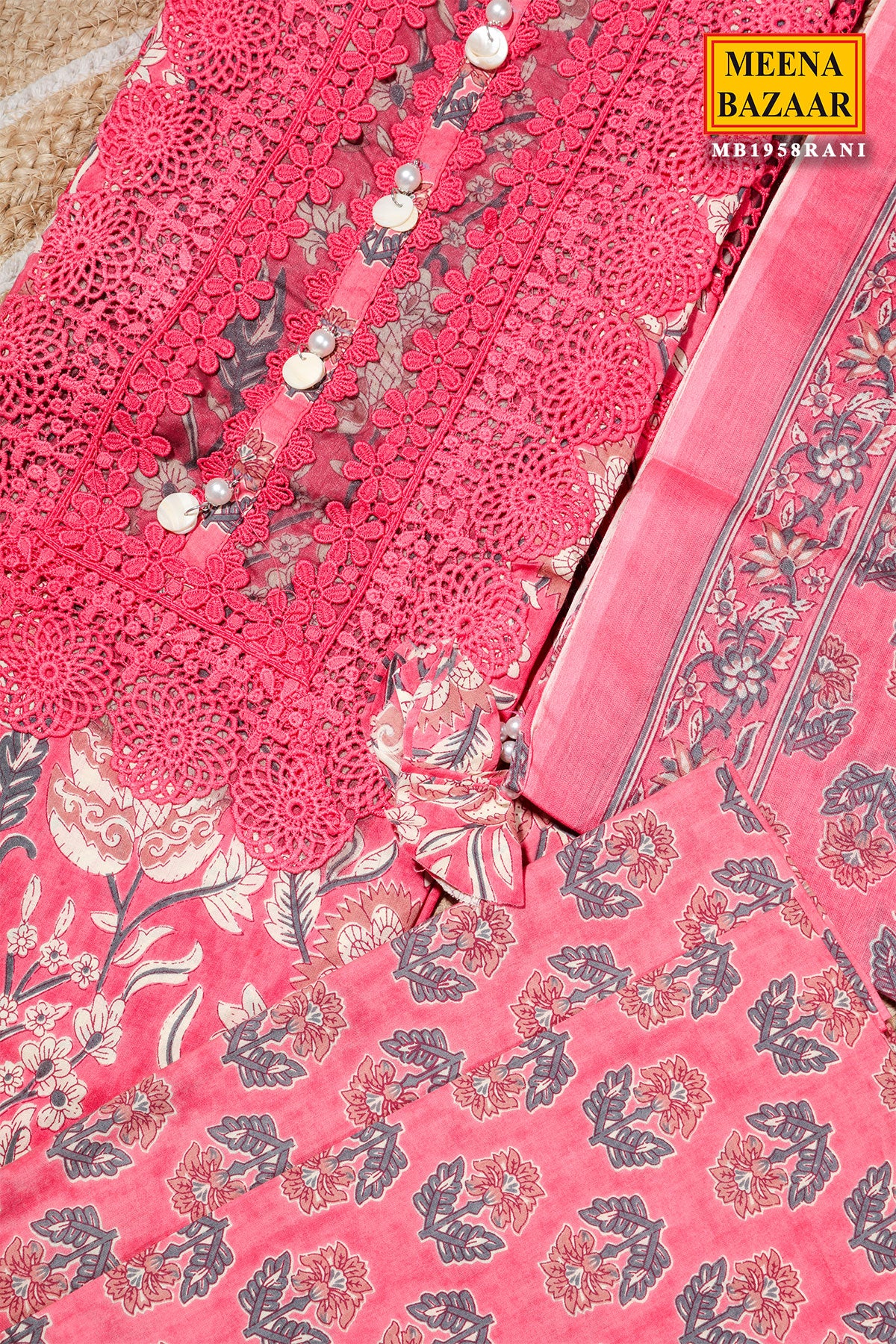 Rani Cotton Embroidered Unstitched Suit Set - Image 3