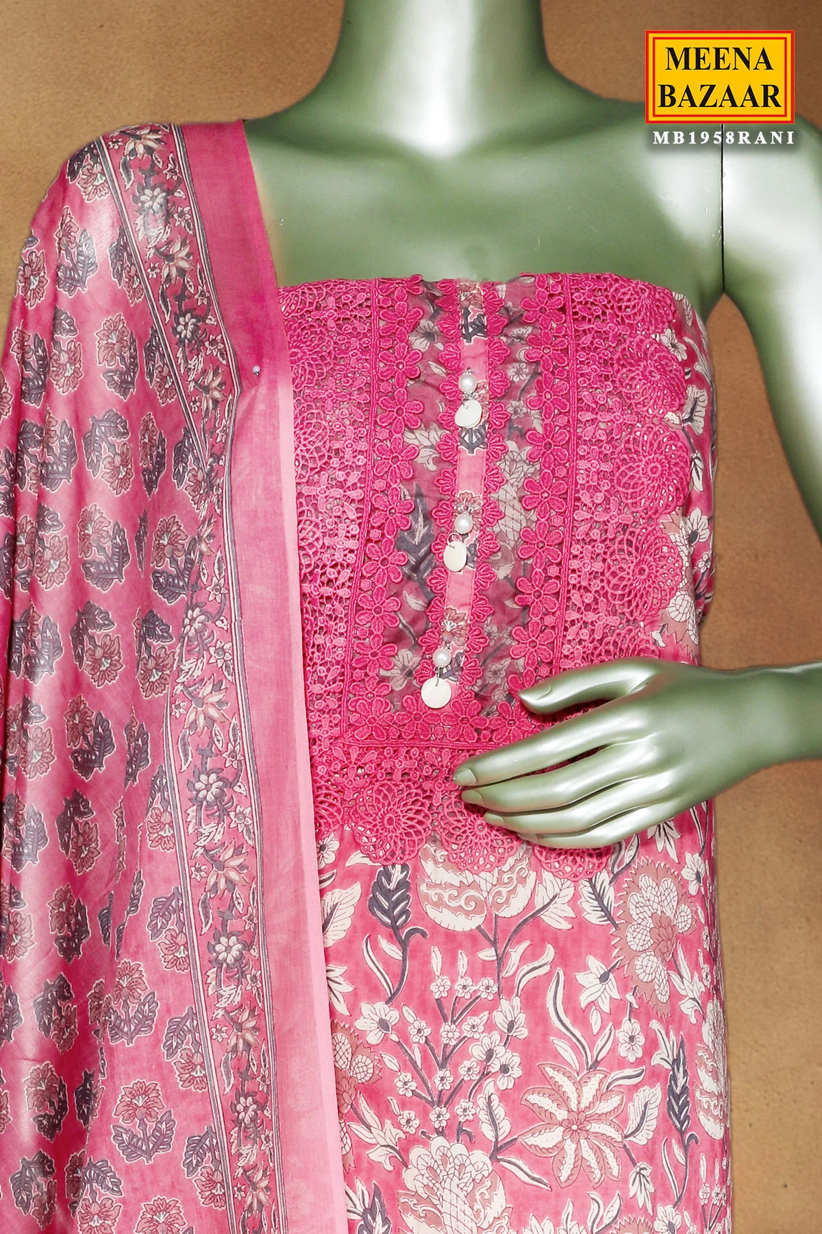 Rani Cotton Embroidered Unstitched Suit Set - Image 6