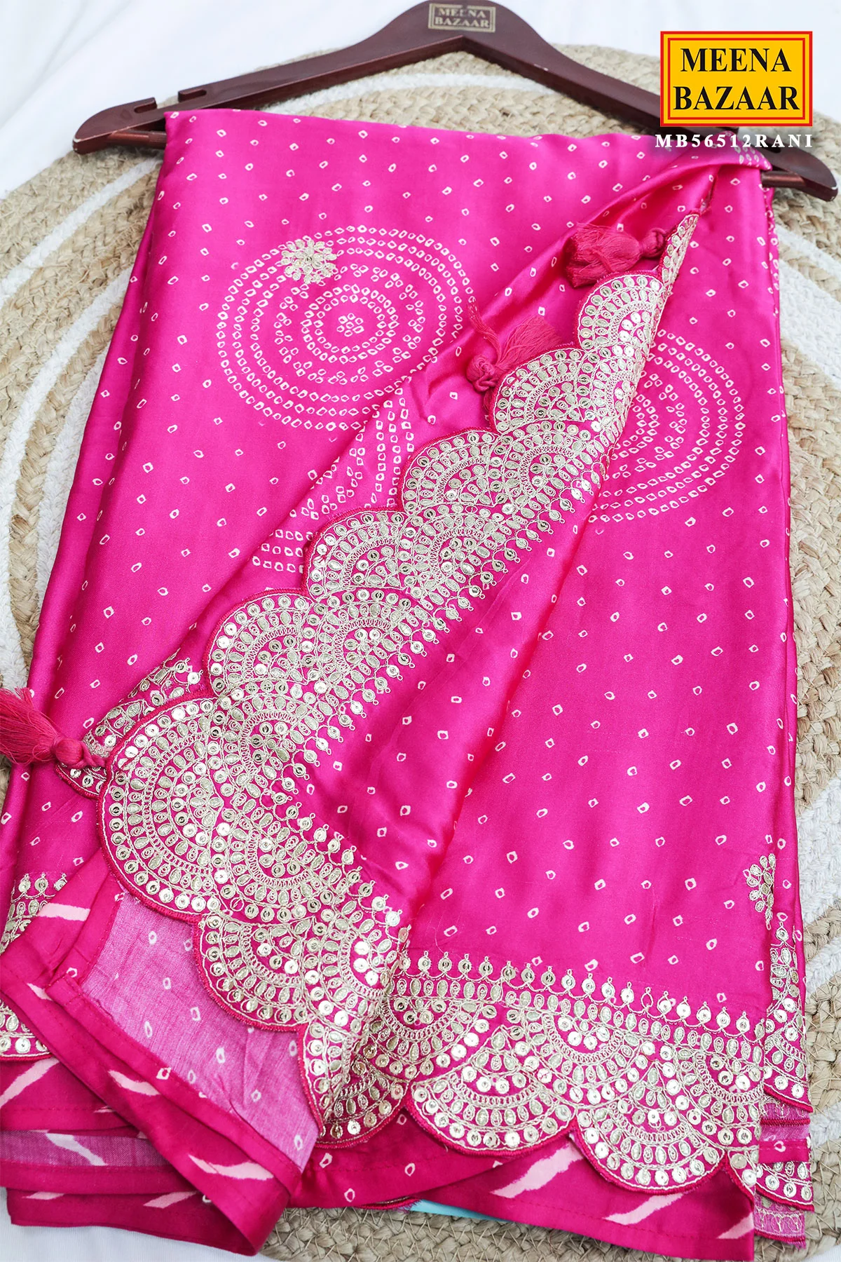 Rani Crepe Embroidered Saree Elegant Party & Festive Wear - Image 10