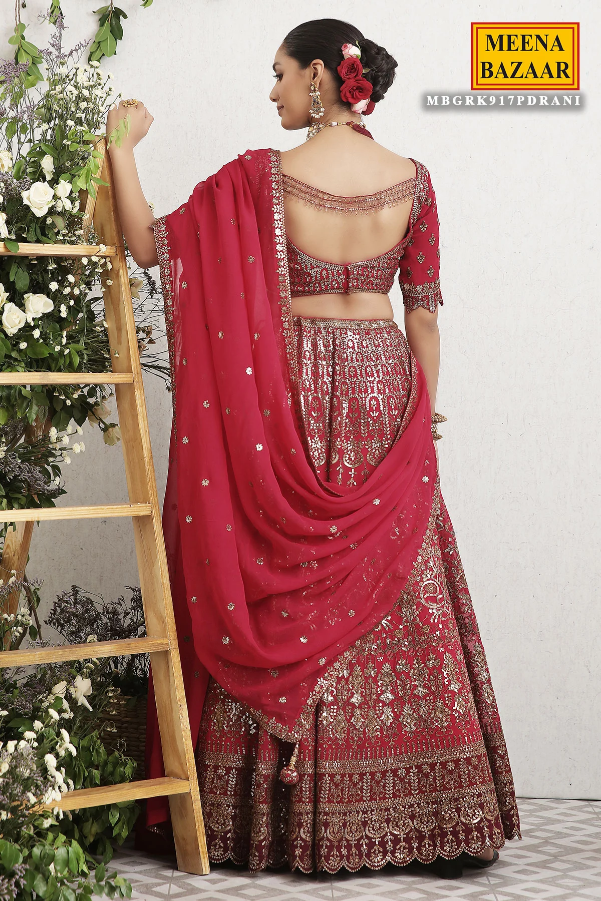 Rani Embroidered Georgette Lehenga - Image 3