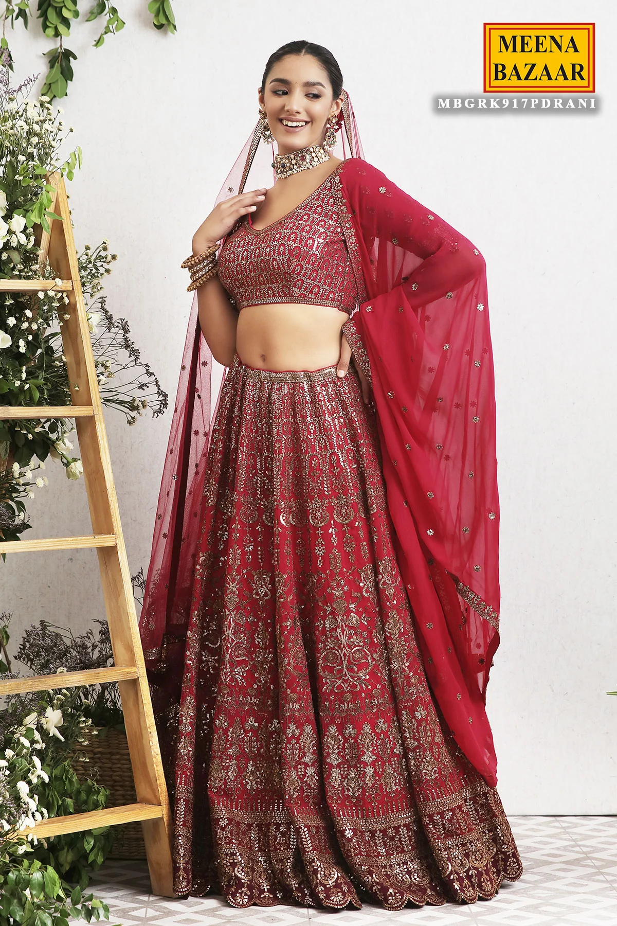 Rani Embroidered Georgette Lehenga - Image 5