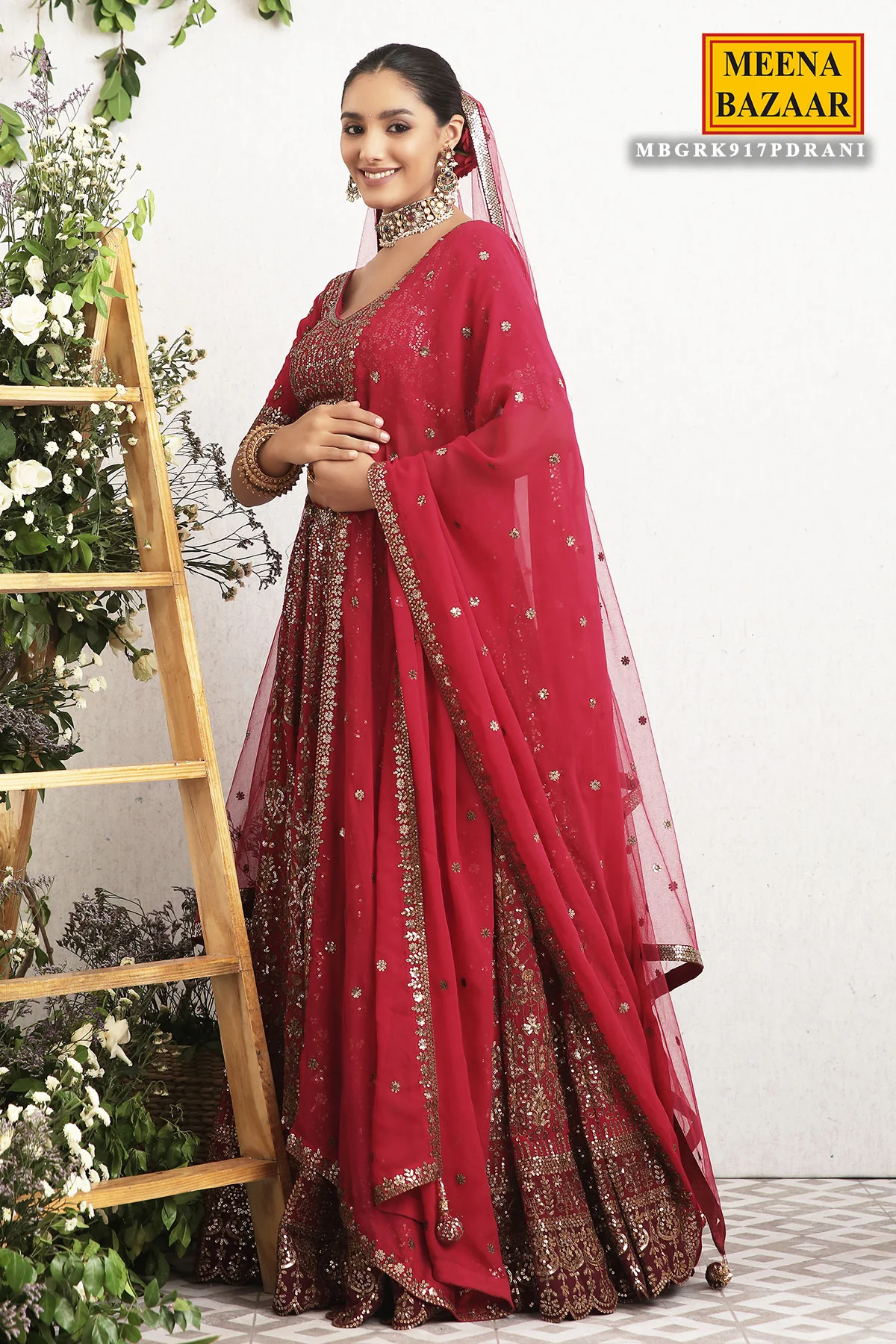 Rani Embroidered Georgette Lehenga - Image 6