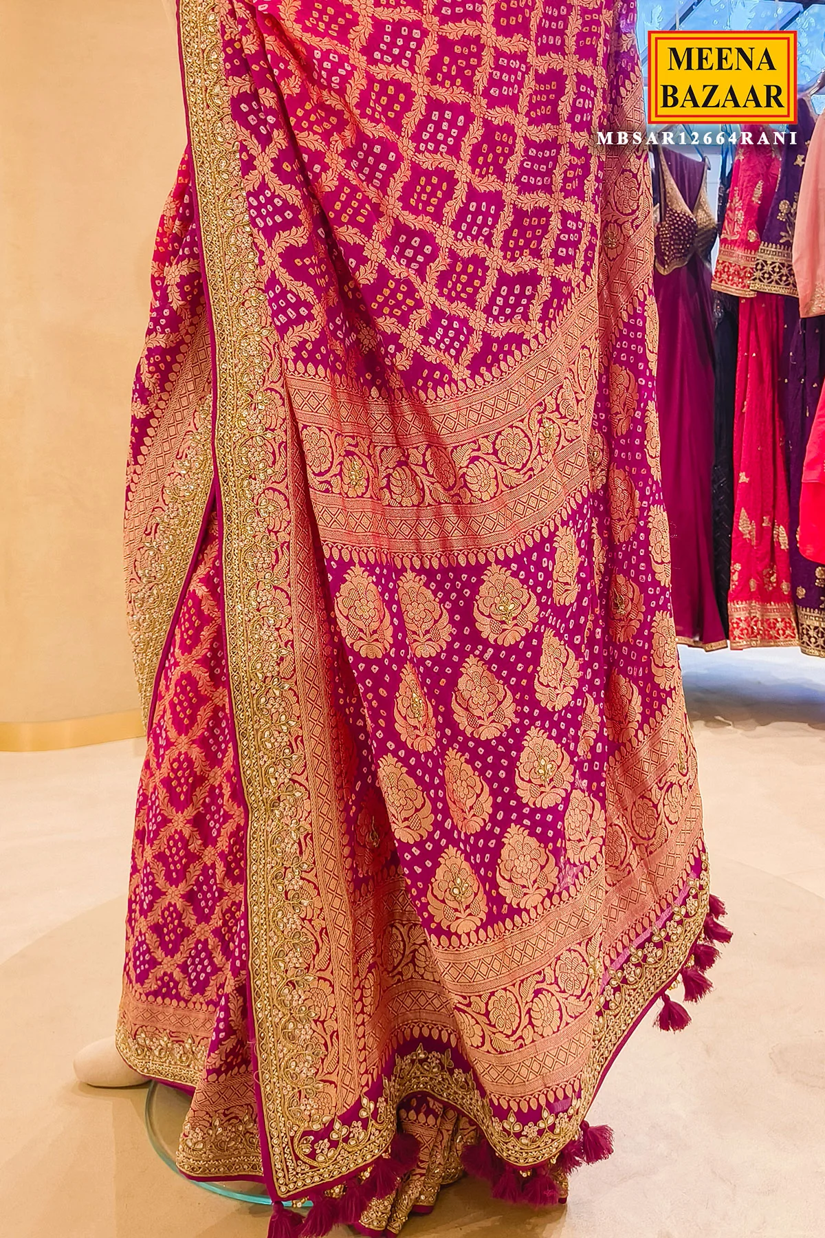 Rani Embroidered Georgette Party & Festive Wear Saree - Image 2