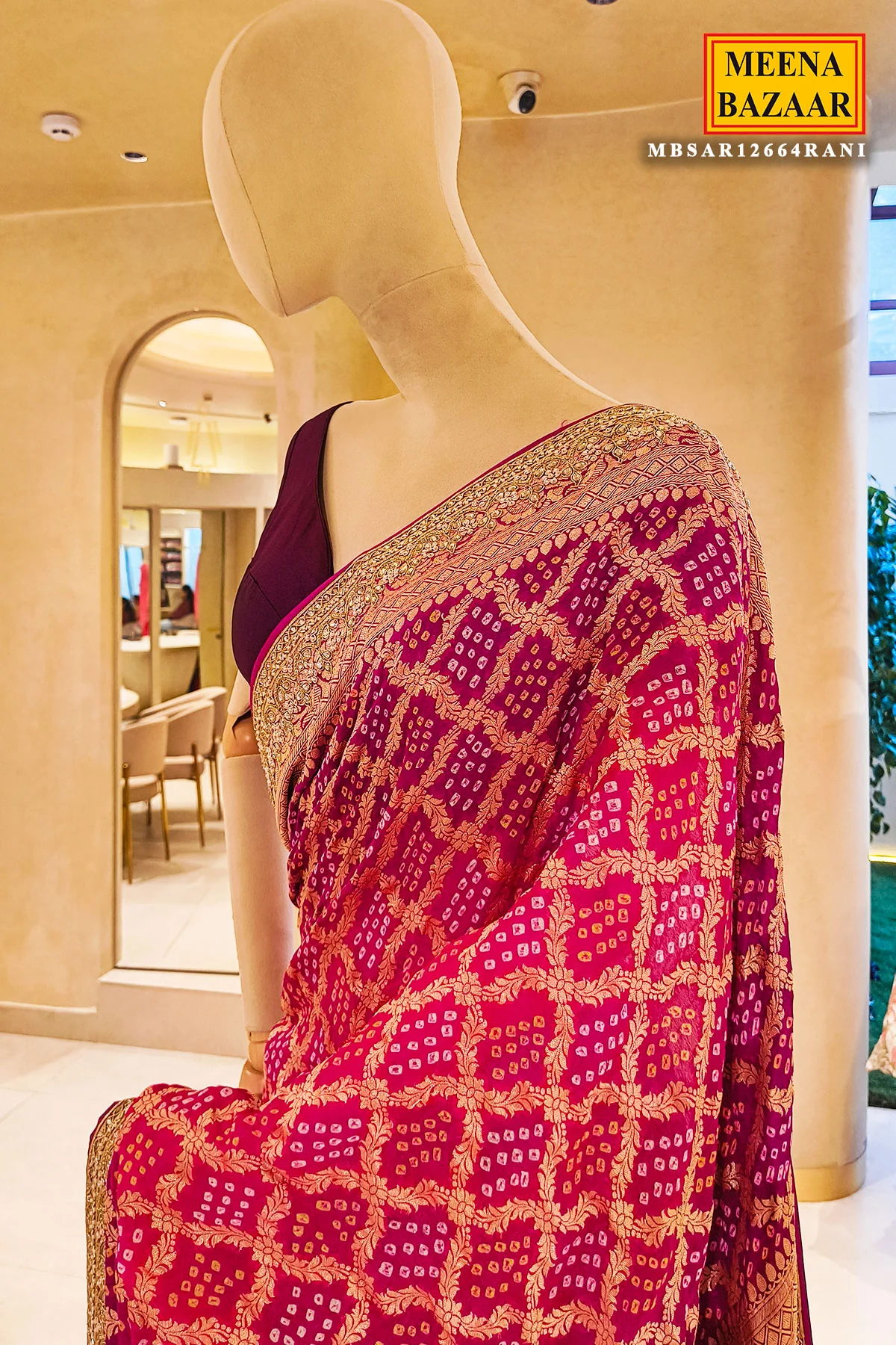 Rani Embroidered Georgette Party & Festive Wear Saree - Image 3