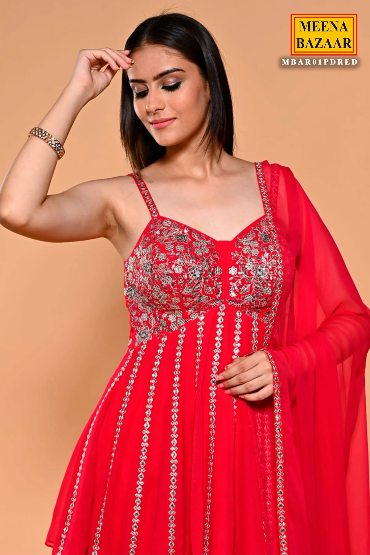 Rani Georgette Embroidered Peplum with Sharara Set - Image 2