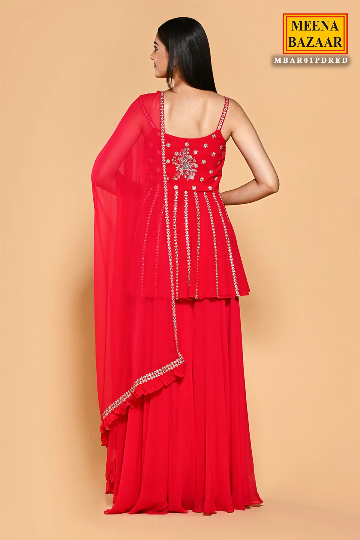 Rani Georgette Embroidered Peplum with Sharara Set - Image 4