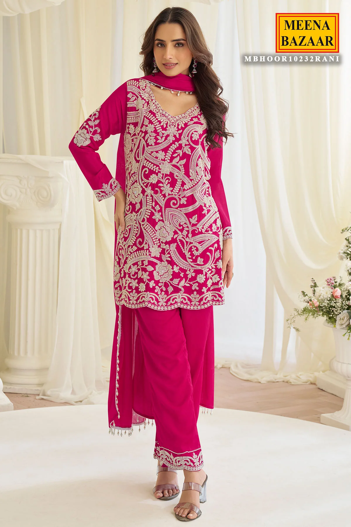 Elegant Rani Georgette Ready Made Suit with Cut Dana & Thread Work - Image 4