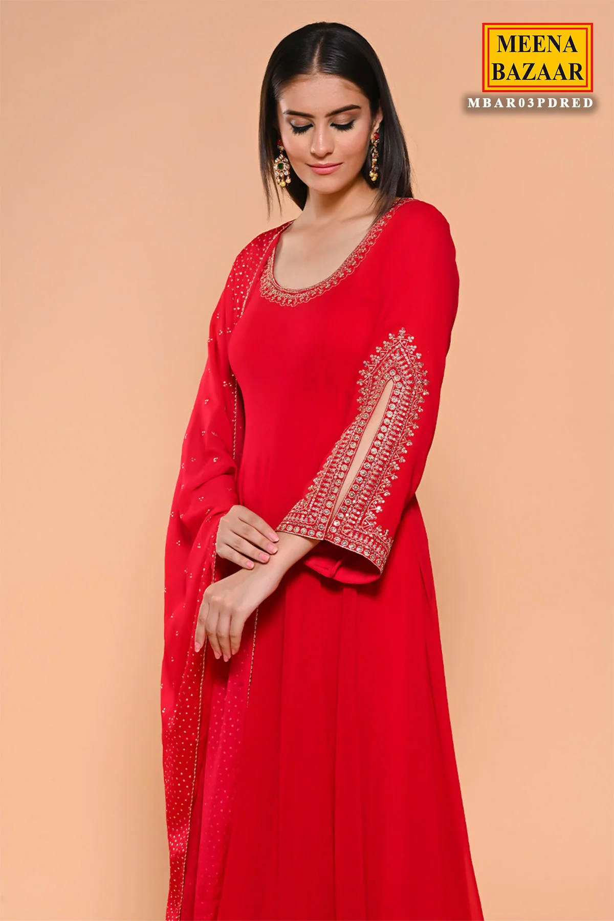 Rani Georgette Zari Sequin Embroidered Suit - Image 3