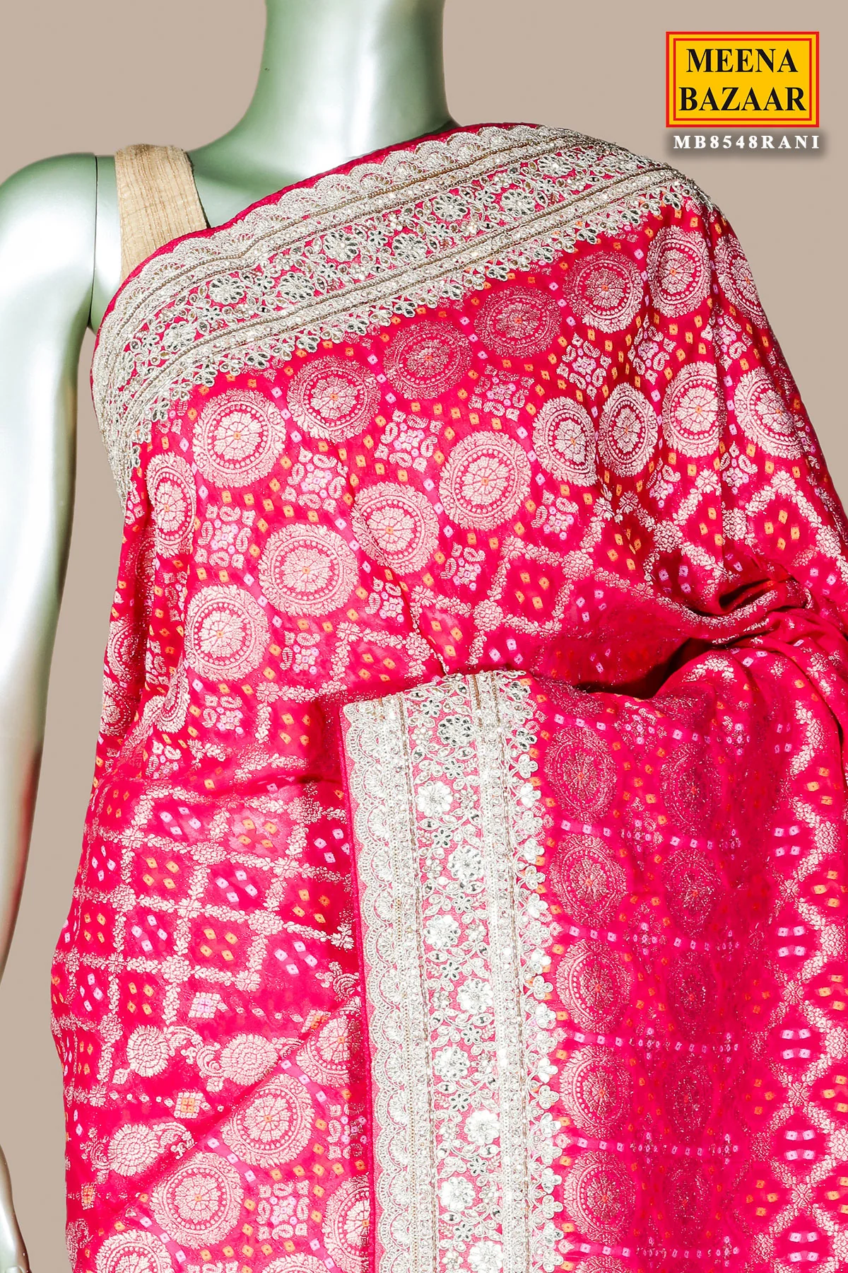 Rani Khaddi Saree with Elegant Embroidered Detailing - Image 3