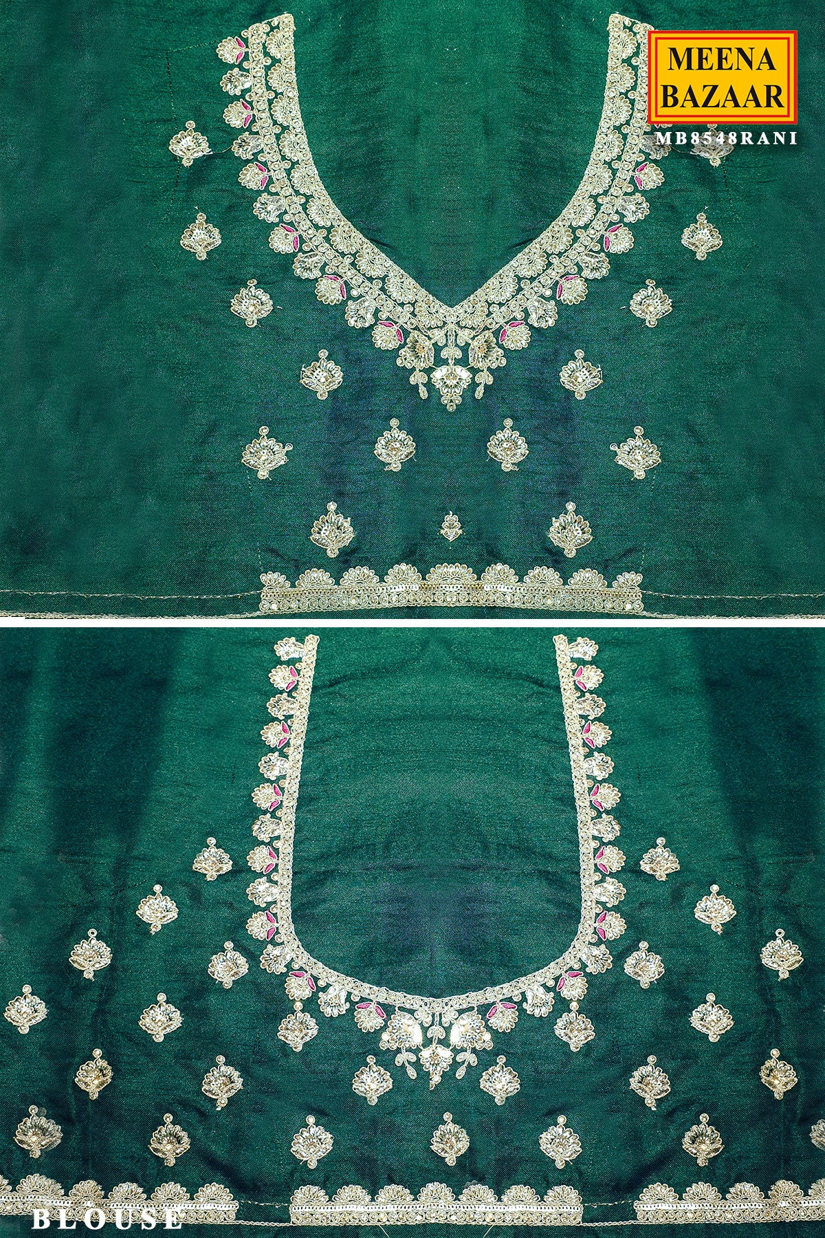 Rani Khaddi Saree with Elegant Embroidered Detailing - Image 5