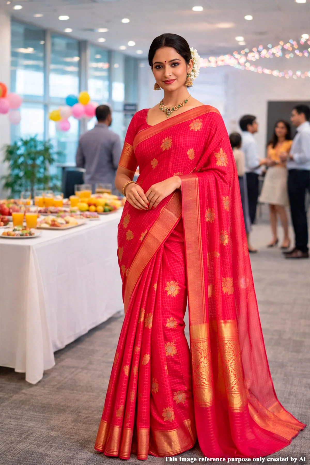 Rani Khaddi Saree with Elegant Zari Border