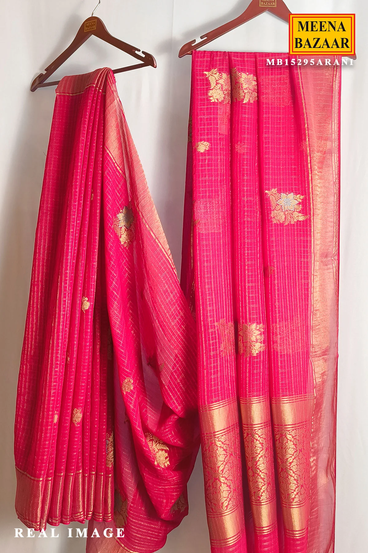 Rani Khaddi Saree with Elegant Zari Border - Image 2