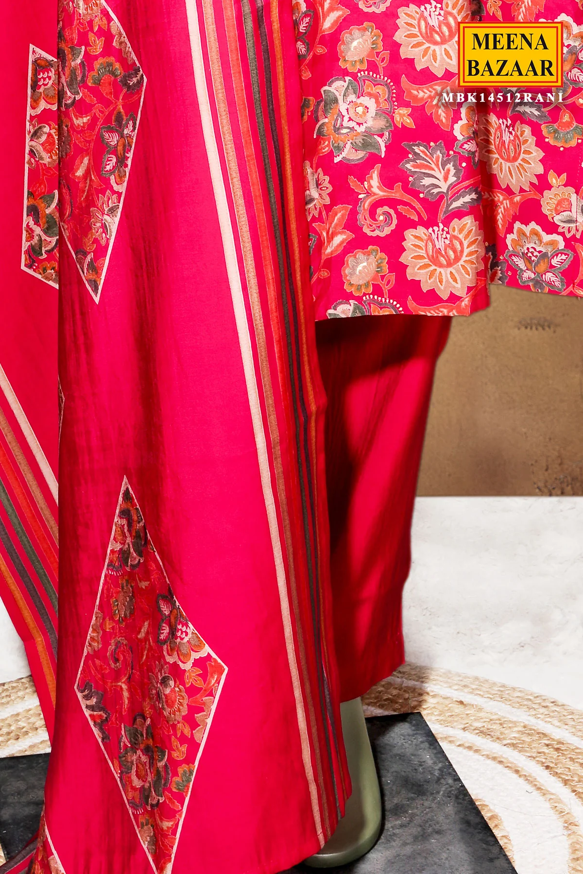 Rani Maslin Ready Made Suit with Elegant Neck Embroidery - Image 4