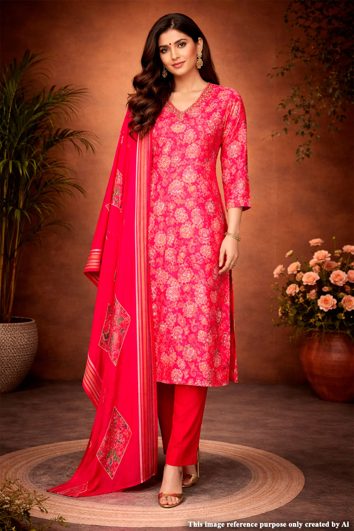 Rani Maslin Ready Made Suit with Elegant Neck Embroidery - Image 6