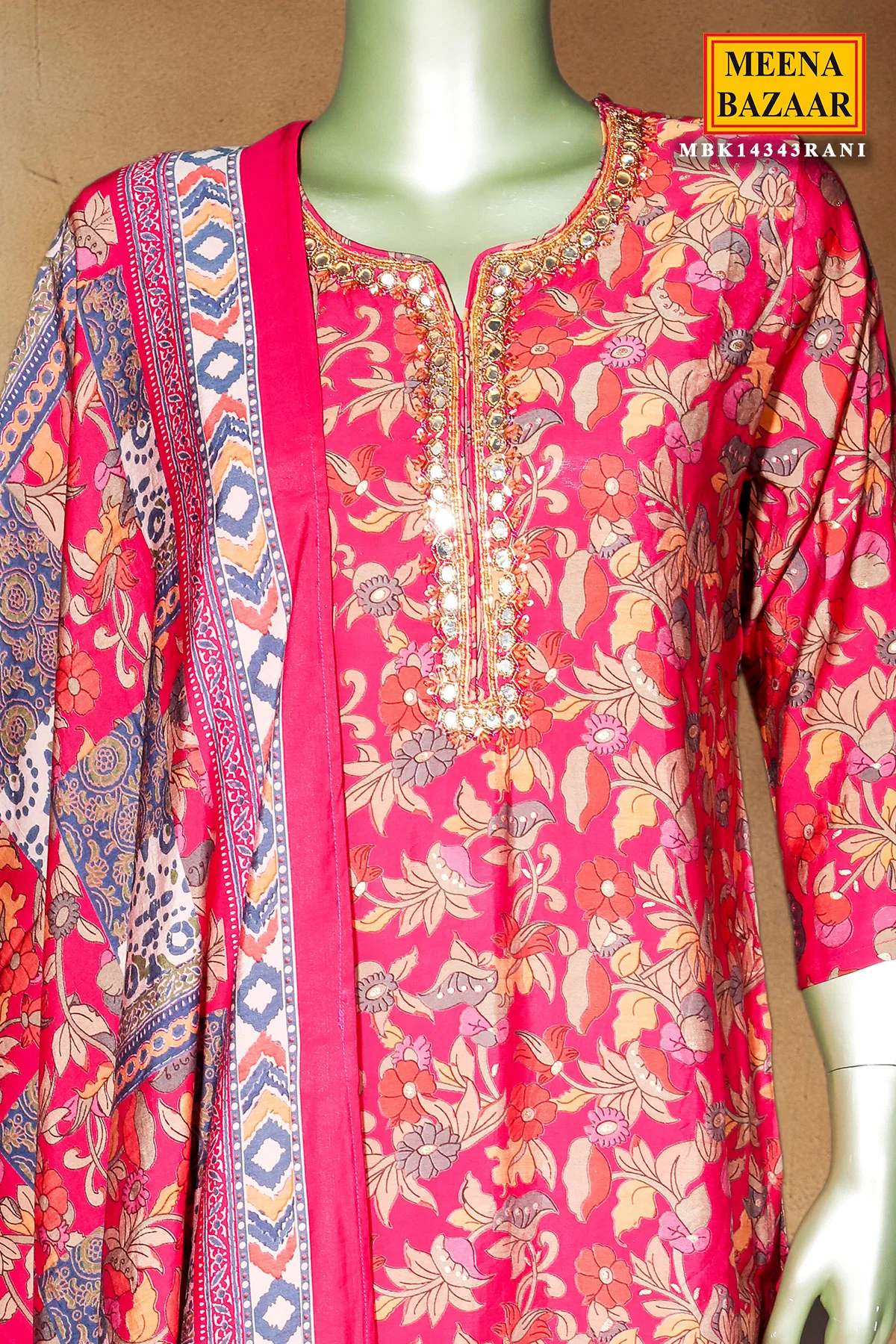 Rani Maslin Ready-Made Suit with Elegant Neck Embroidery - Image 3
