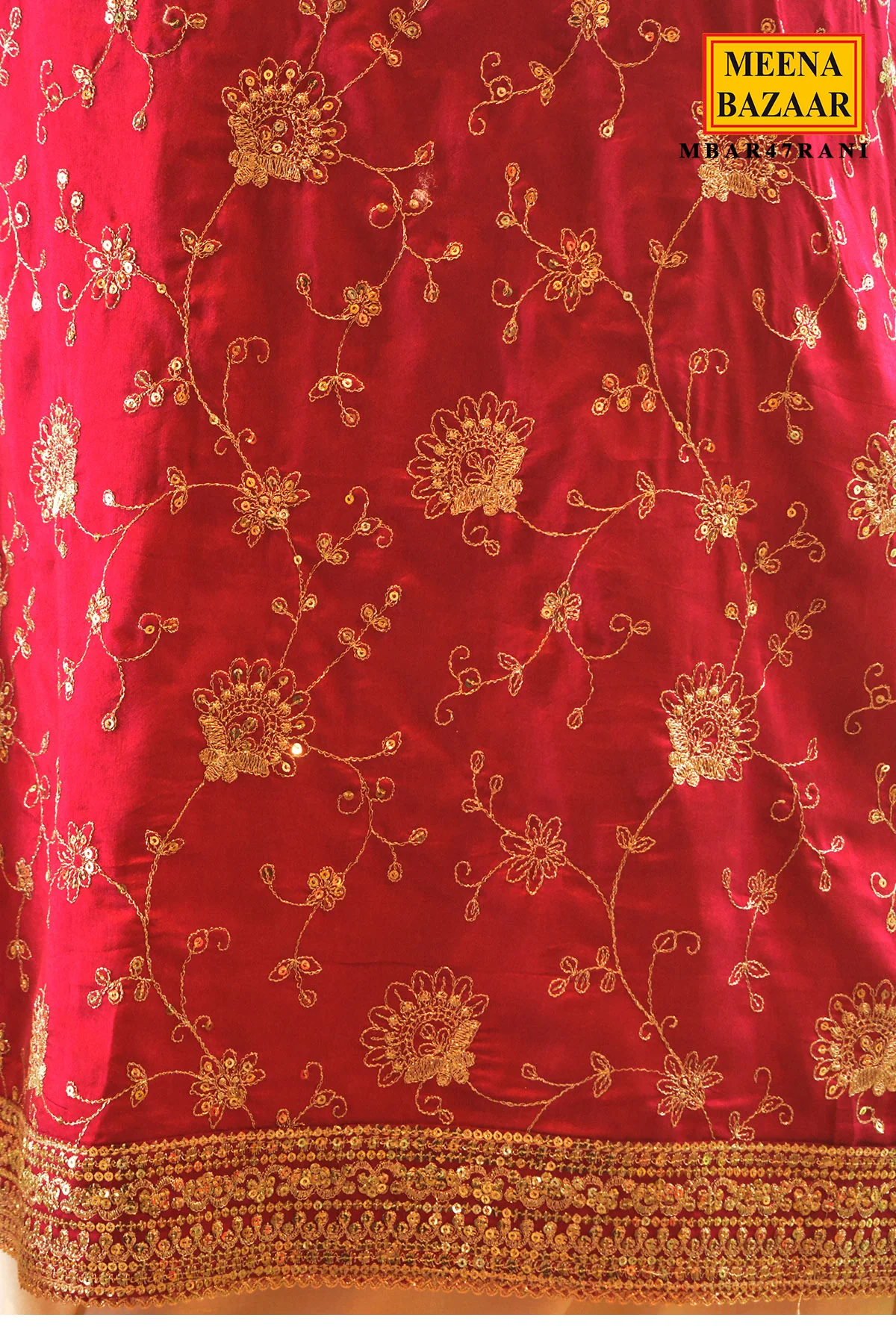 Rani Ombre Saree with Golden Border - Image 4