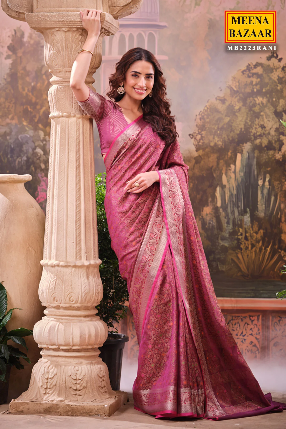 Rani Organza Weaving Saree Festive & Party Wear - Image 3