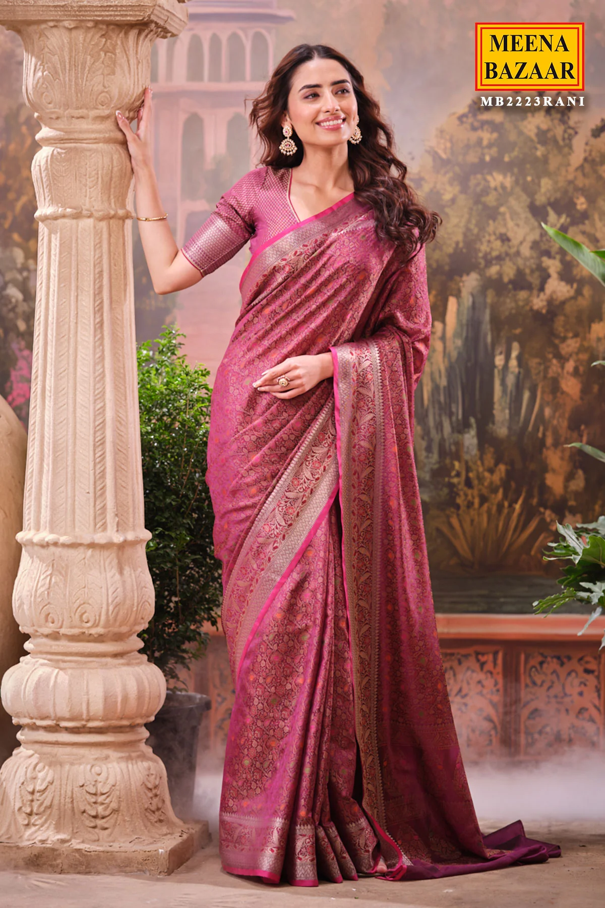 Rani Organza Weaving Saree Festive & Party Wear - Image 5