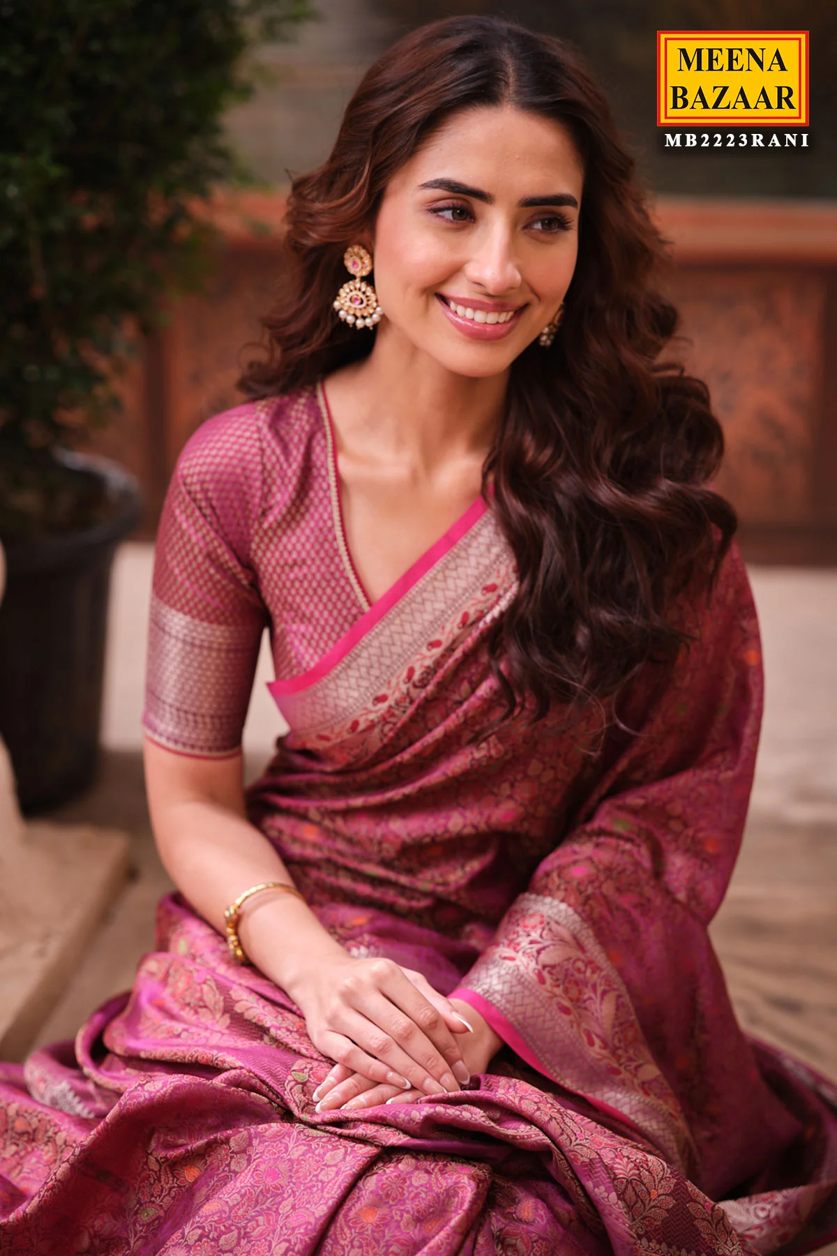 Rani Organza Weaving Saree Festive & Party Wear - Image 8