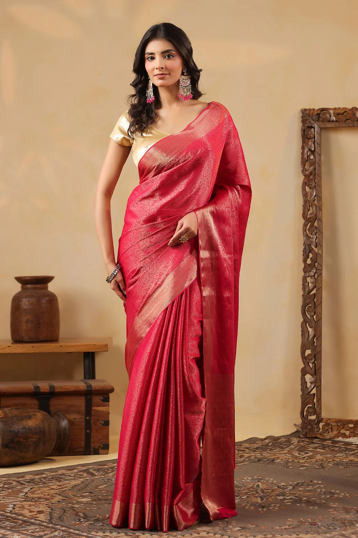 Rani Paisley Zari Woven Silk Saree