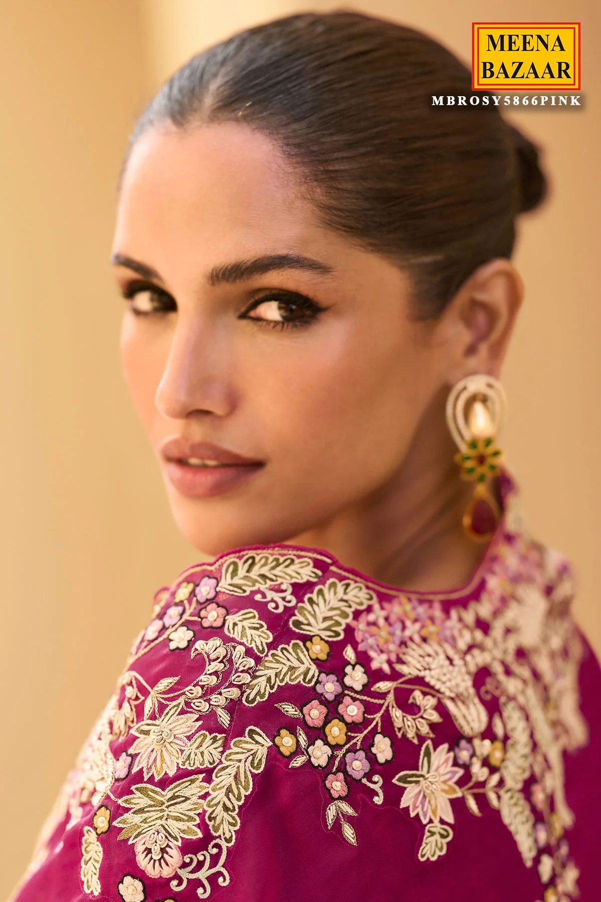 Rani Pink Thread Embroidered Cord Set for Festive Occasions - Image 3