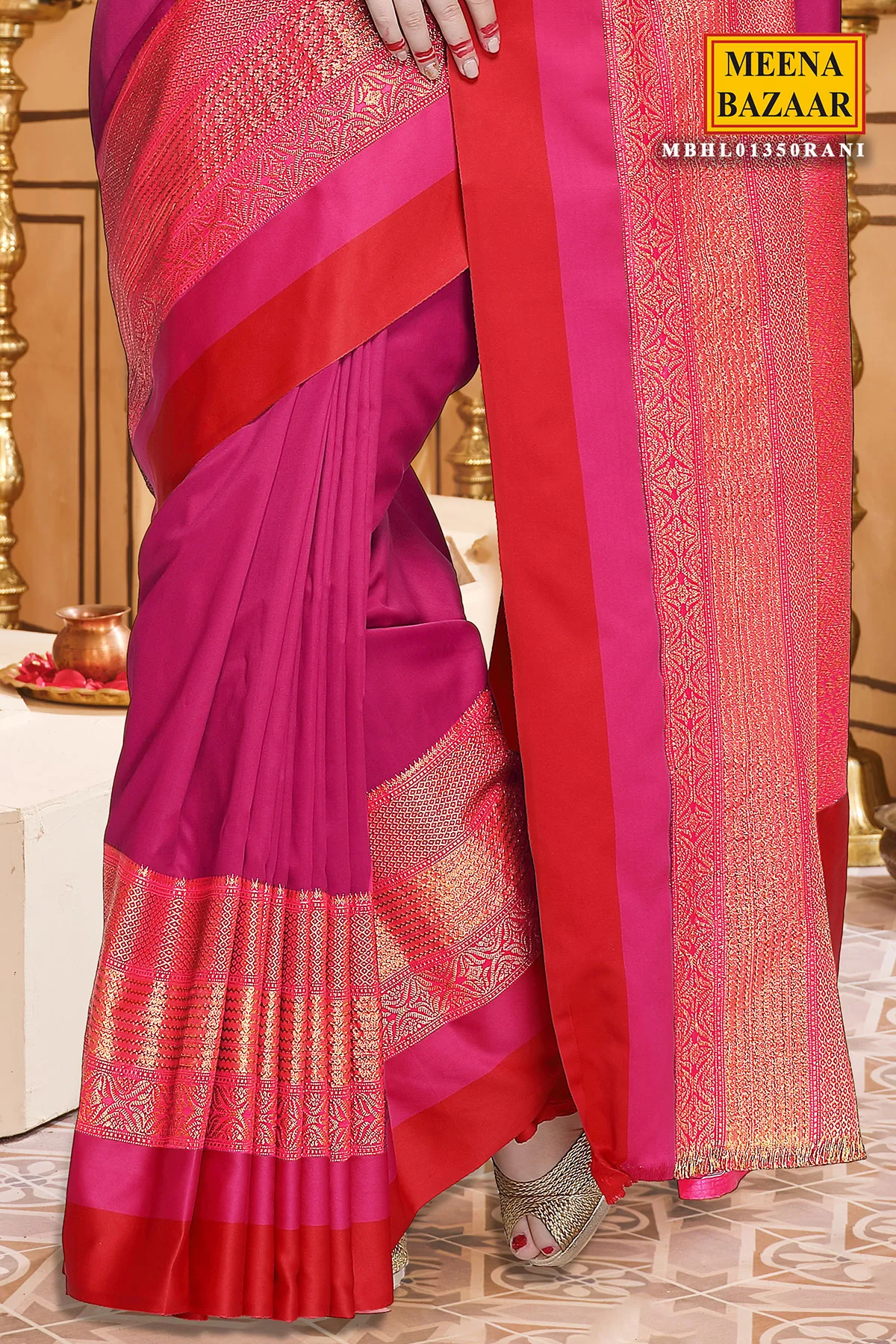 Rani Silk Woven Saree Elegent & Festive Wear - Image 3