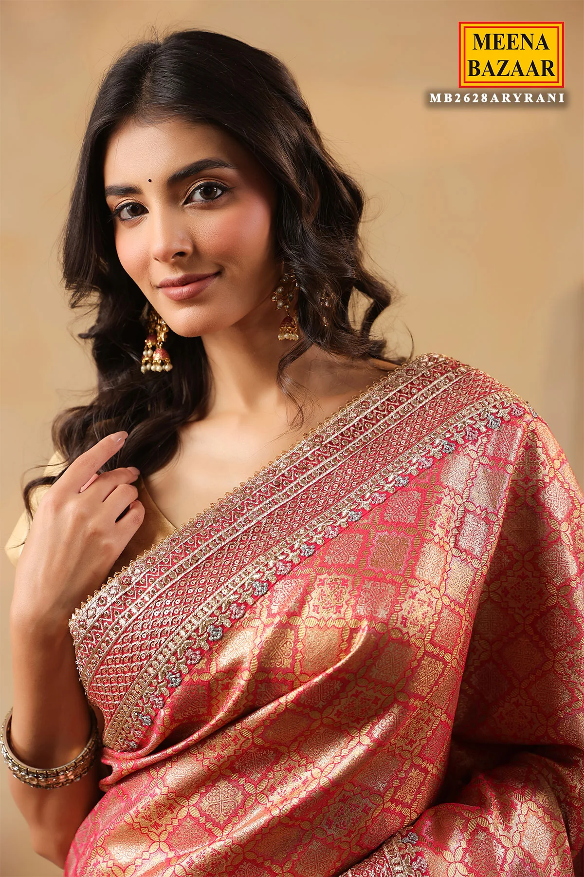 Rani Silk Embroidered Saree Festive Designer Wear - Image 5