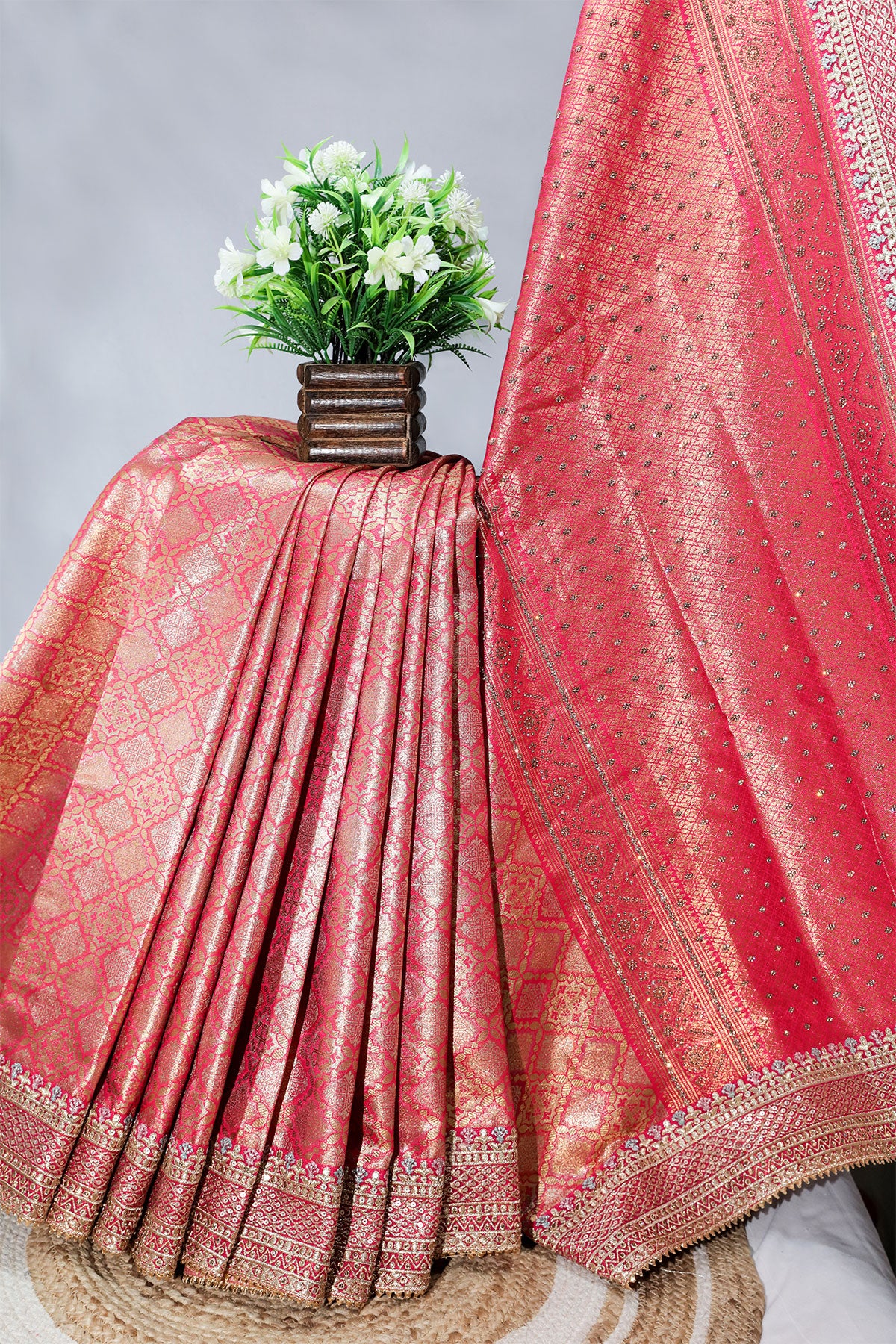 Rani Silk Embroidered Saree Festive Designer Wear - Image 6