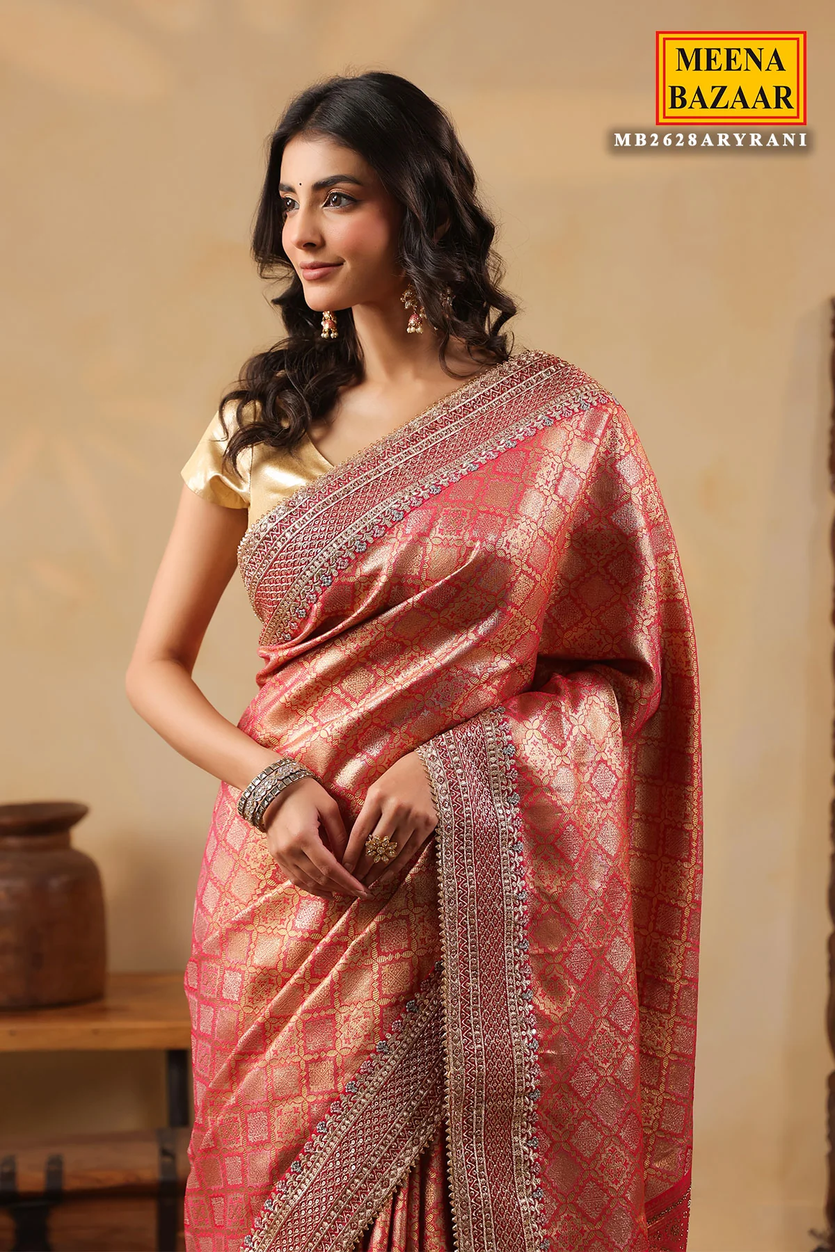 Rani Silk Embroidered Saree Festive Designer Wear - Image 7