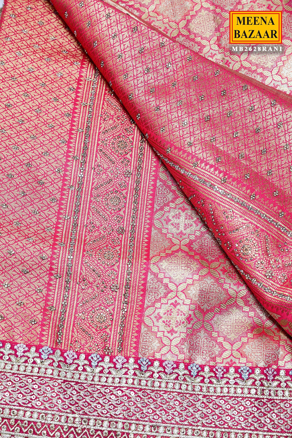 Rani Silk Embroidered Saree Festive Designer Wear - Image 8