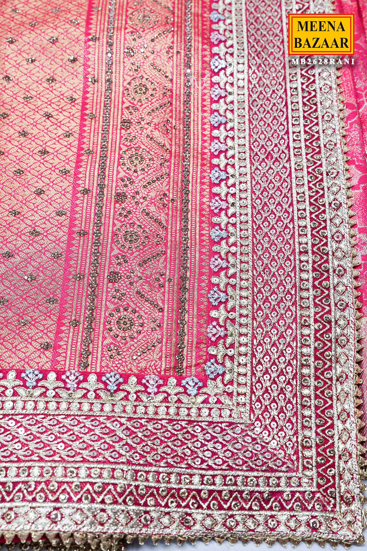 Rani Silk Embroidered Saree Festive Designer Wear - Image 9