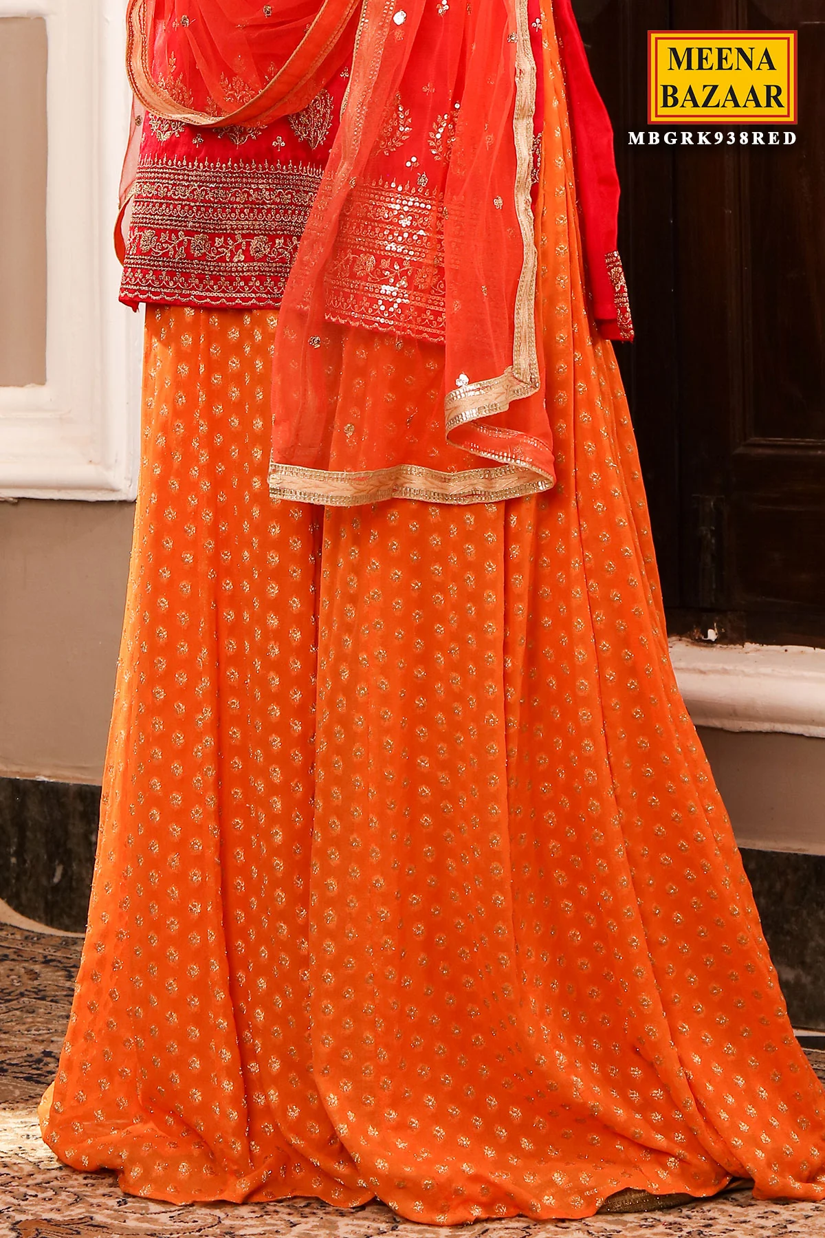 Rani Silk Embroidered Sharara Suit - Image 4