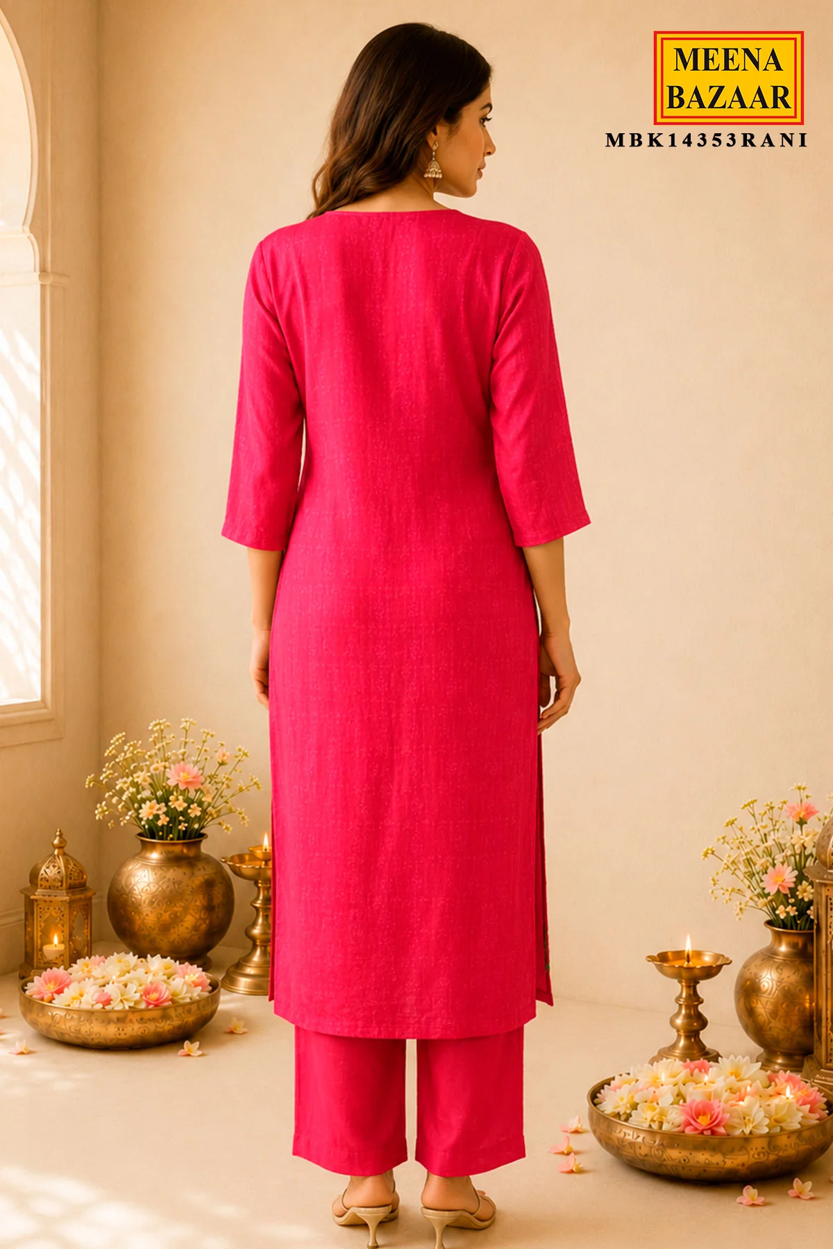 Rani Silk Neck Embroidered Suit - Image 3